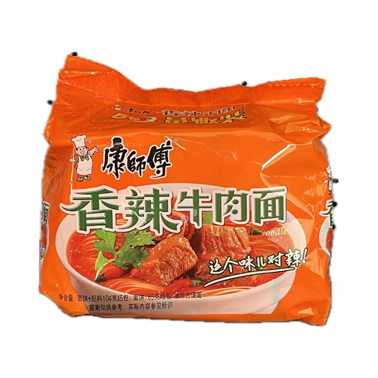 康师傅经典袋装方便面-香辣牛肉(5连包)